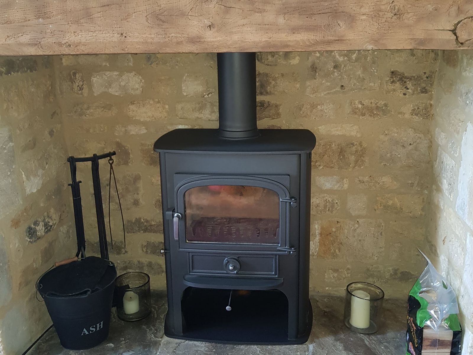 A Clearview Solution 500 in a stone fireplace